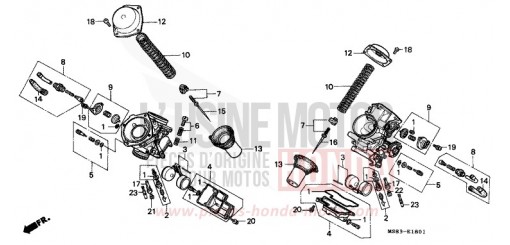 CARBURETOR (COMPONENT PARTS) XRV650K de 1989